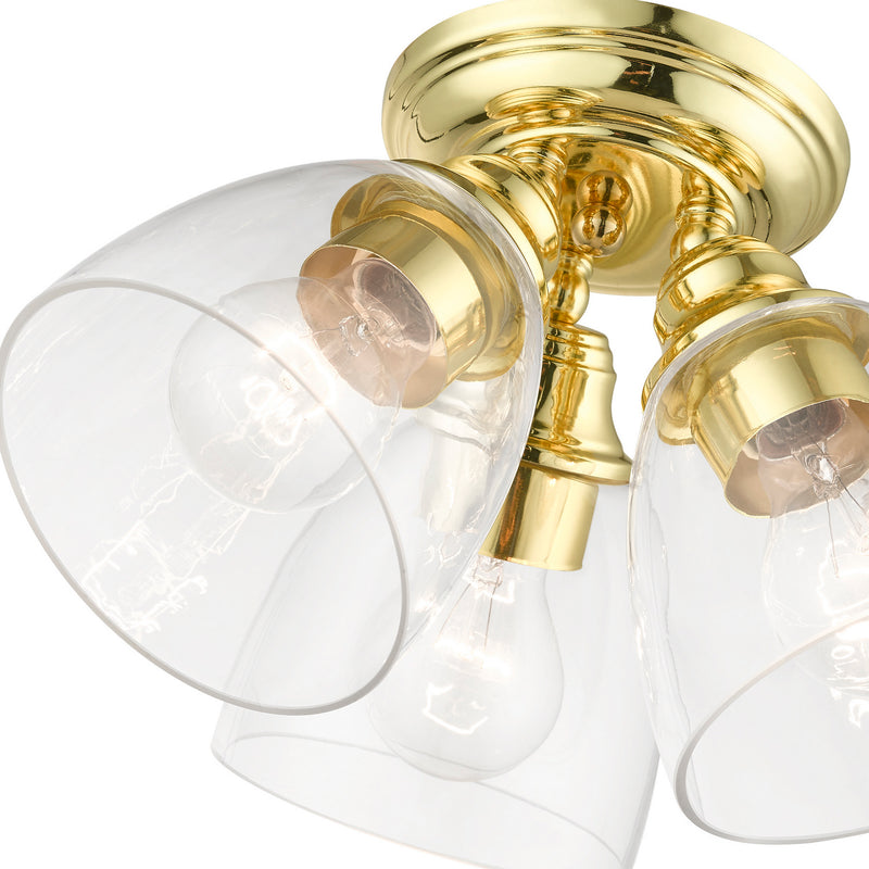 Livex Lighting 46339-02 Three Light Semi-Flush Mount, Polished Brass