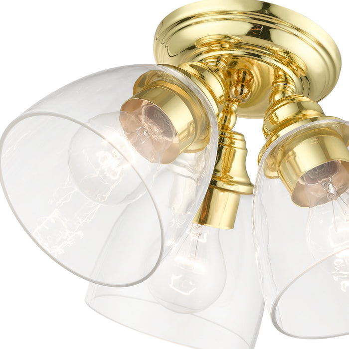 Livex Lighting 46339-02 Three Light Semi-Flush Mount, Polished Brass
