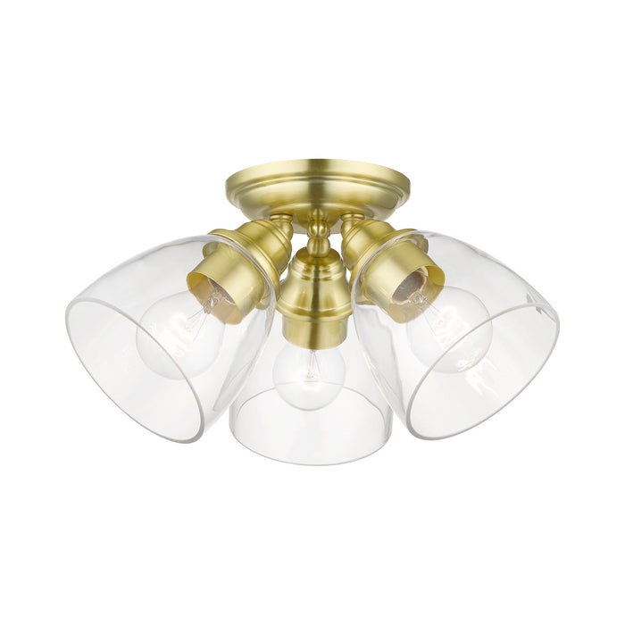 Livex Lighting 46339-12 Three Light Semi-Flush Mount, Satin Brass