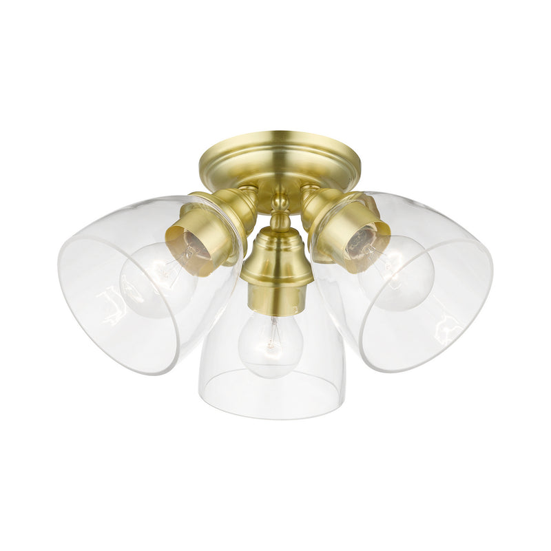Livex Lighting 46339-12 Three Light Semi-Flush Mount, Satin Brass