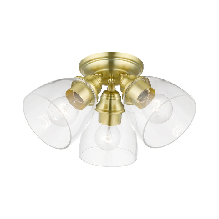 Livex Lighting 46339-12 Three Light Semi-Flush Mount, Satin Brass