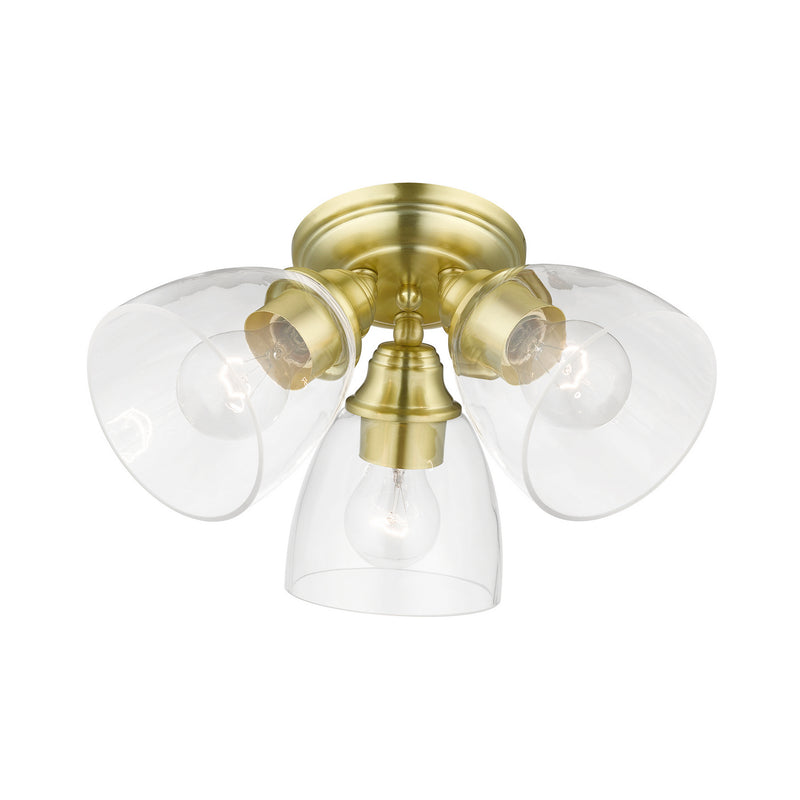 Livex Lighting 46339-12 Three Light Semi-Flush Mount, Satin Brass
