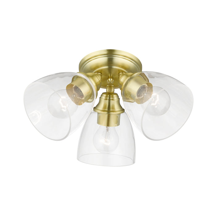 Livex Lighting 46339-12 Three Light Semi-Flush Mount, Satin Brass