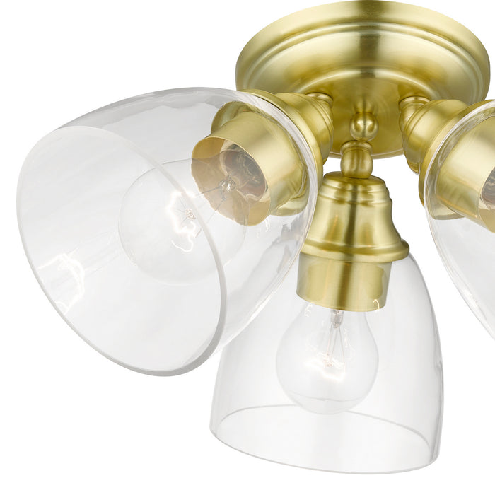 Livex Lighting 46339-12 Three Light Semi-Flush Mount, Satin Brass