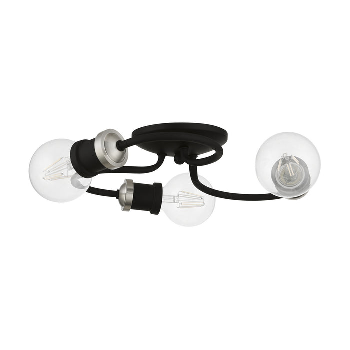 Livex Lighting 46383-04 Three Light Flush Mount, Black w/Brushed Nickel