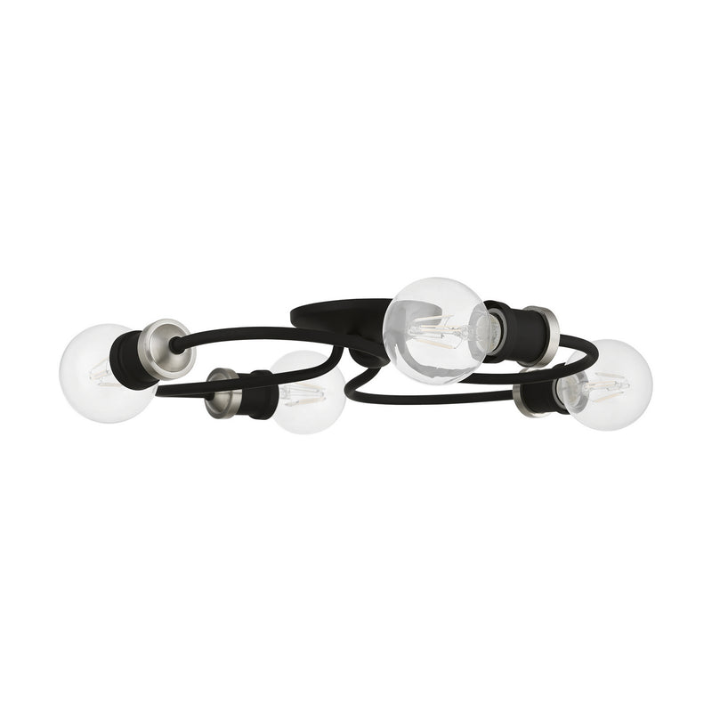 Livex Lighting 46384-04 Four Light Flush Mount, Black w/Brushed Nickel