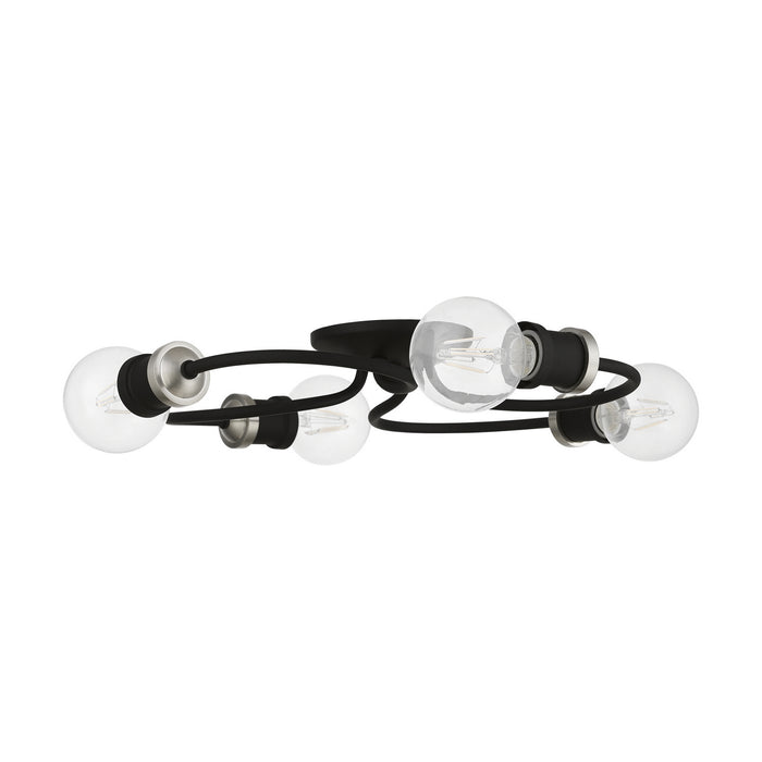 Livex Lighting 46384-04 Four Light Flush Mount, Black w/Brushed Nickel