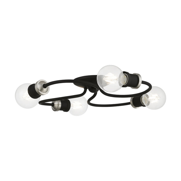 Livex Lighting 46384-04 Four Light Flush Mount, Black w/Brushed Nickel