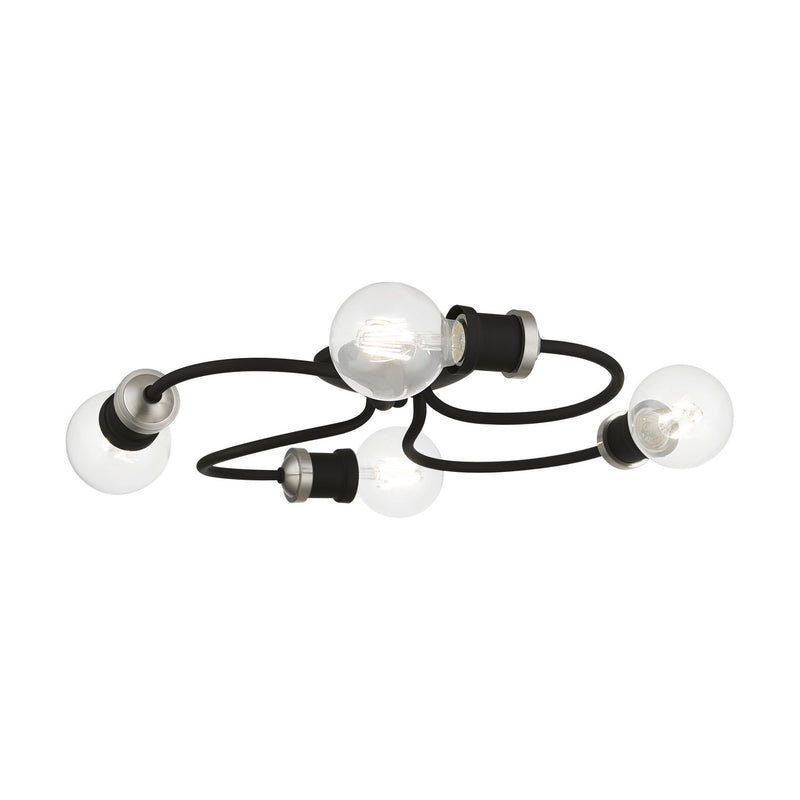 Livex Lighting 46384-04 Four Light Flush Mount, Black w/Brushed Nickel