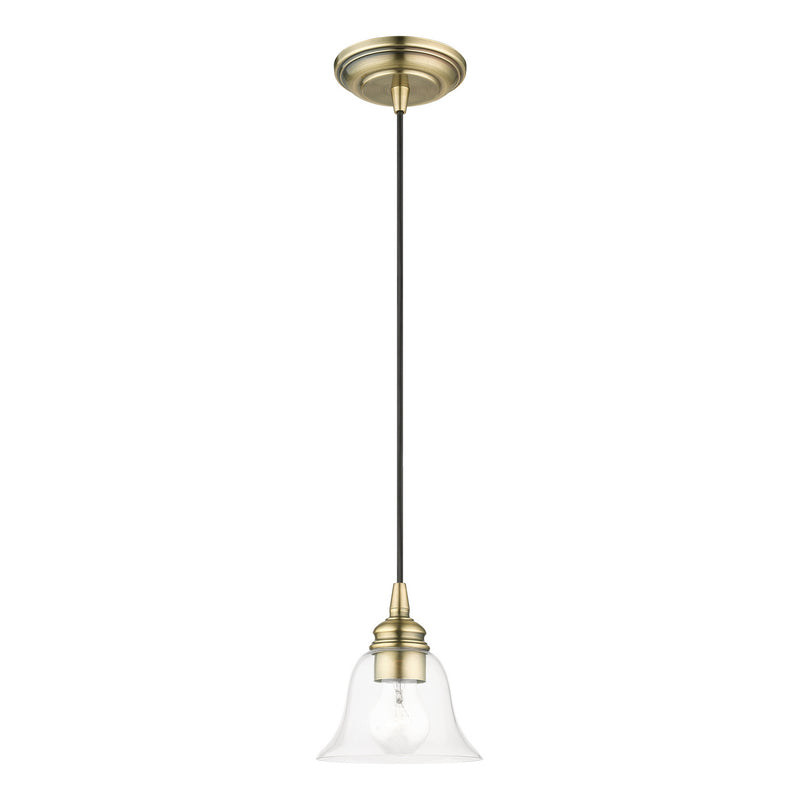 Livex Lighting 46480-01 One Light Pendant, Antique Brass