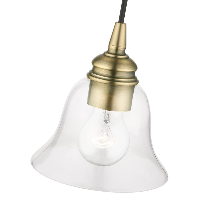 Livex Lighting 46480-01 One Light Pendant, Antique Brass