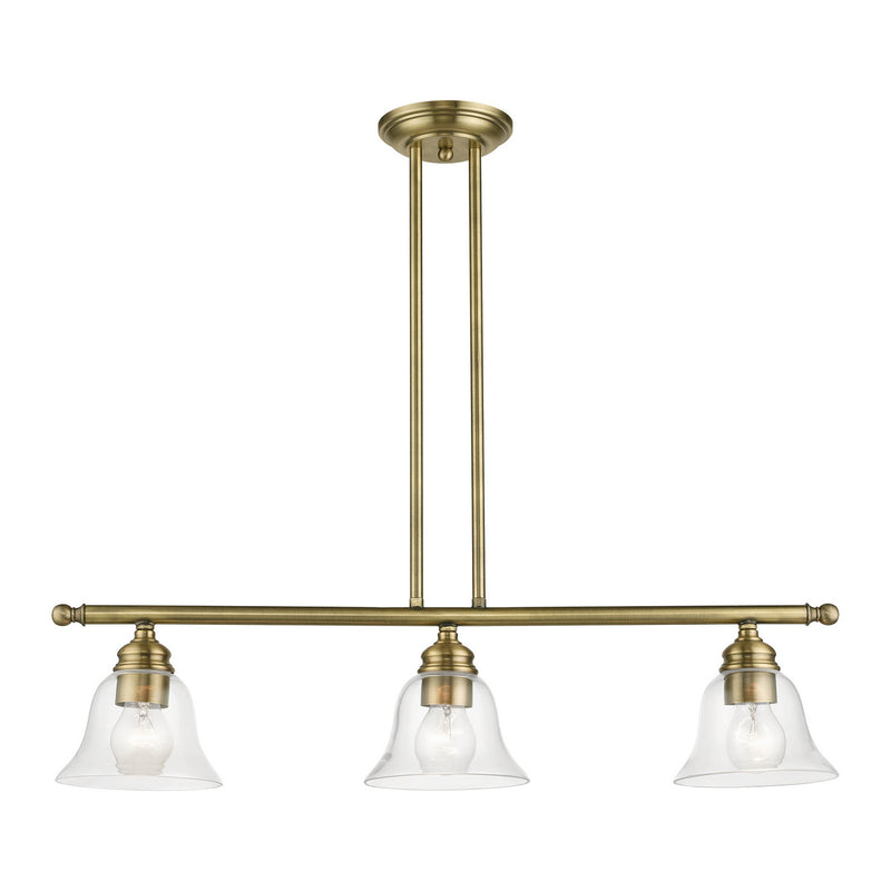 Livex Lighting 46487-01 Three Light Linear Chandelier, Antique Brass