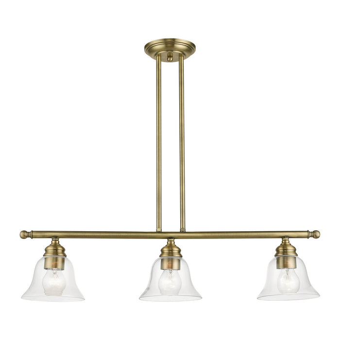Livex Lighting 46487-01 Three Light Linear Chandelier, Antique Brass