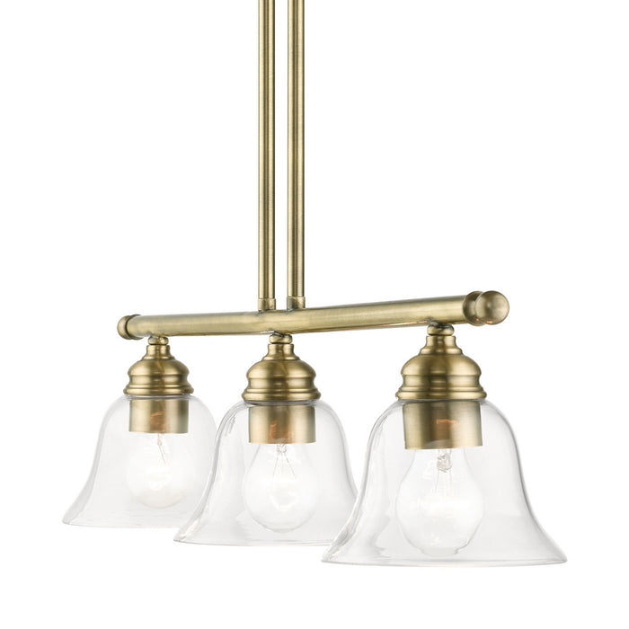 Livex Lighting 46487-01 Three Light Linear Chandelier, Antique Brass