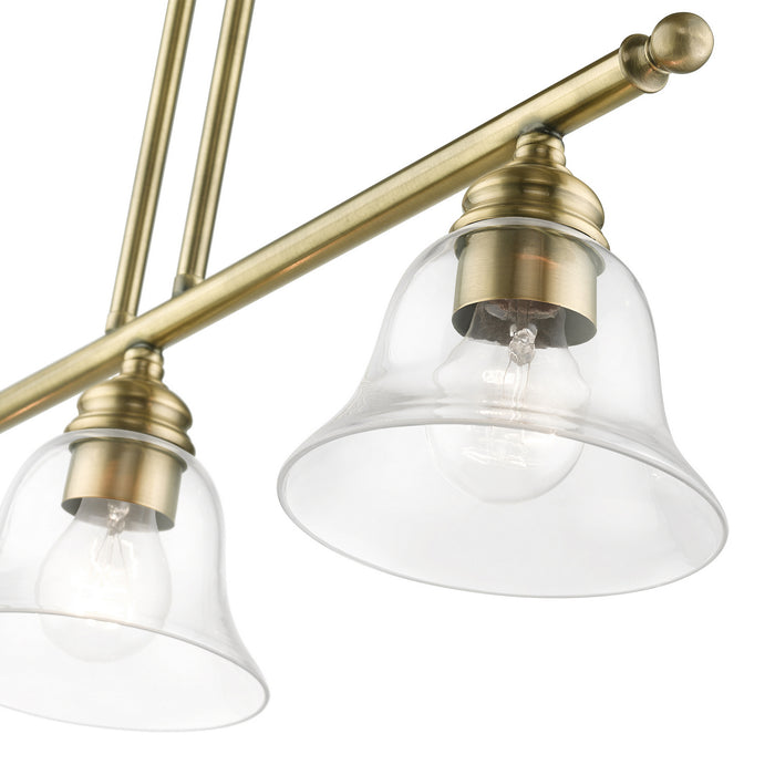 Livex Lighting 46487-01 Three Light Linear Chandelier, Antique Brass