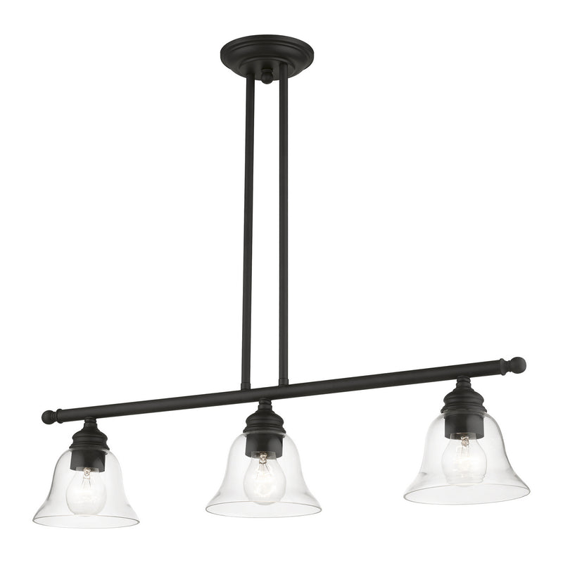 Livex Lighting 46487-04 Three Light Linear Chandelier, Black