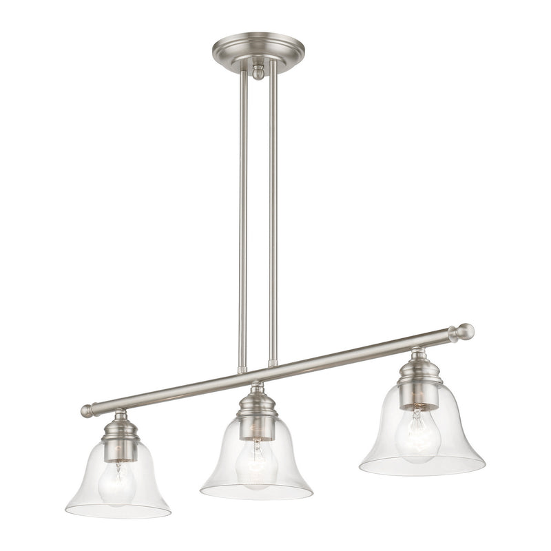 Livex Lighting 46487-91 Three Light Linear Chandelier, Brushed Nickel