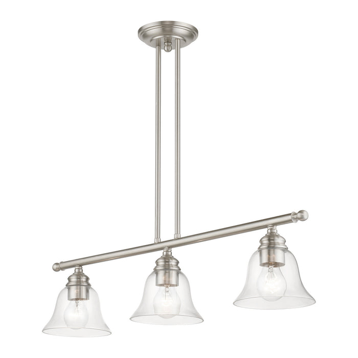 Livex Lighting 46487-91 Three Light Linear Chandelier, Brushed Nickel