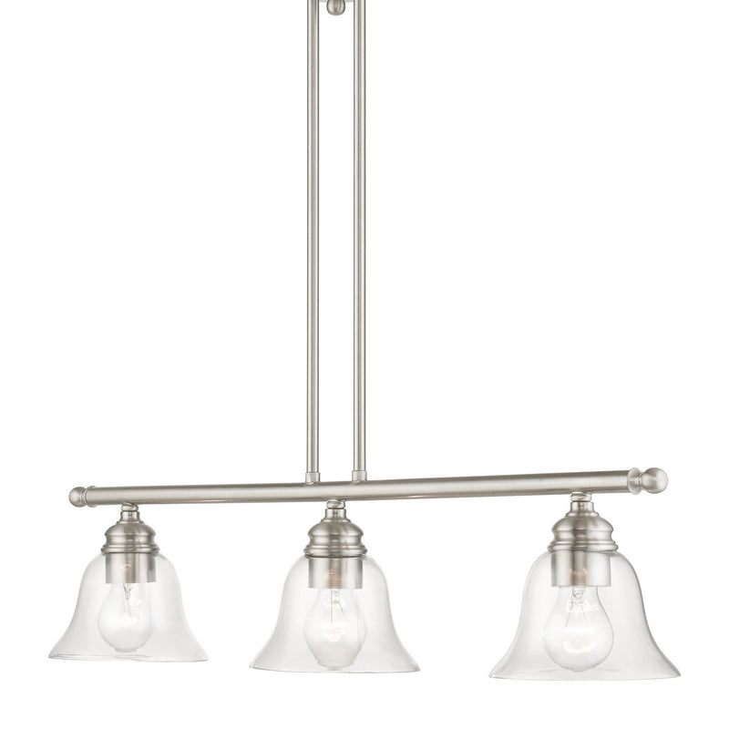 Livex Lighting 46487-91 Three Light Linear Chandelier, Brushed Nickel