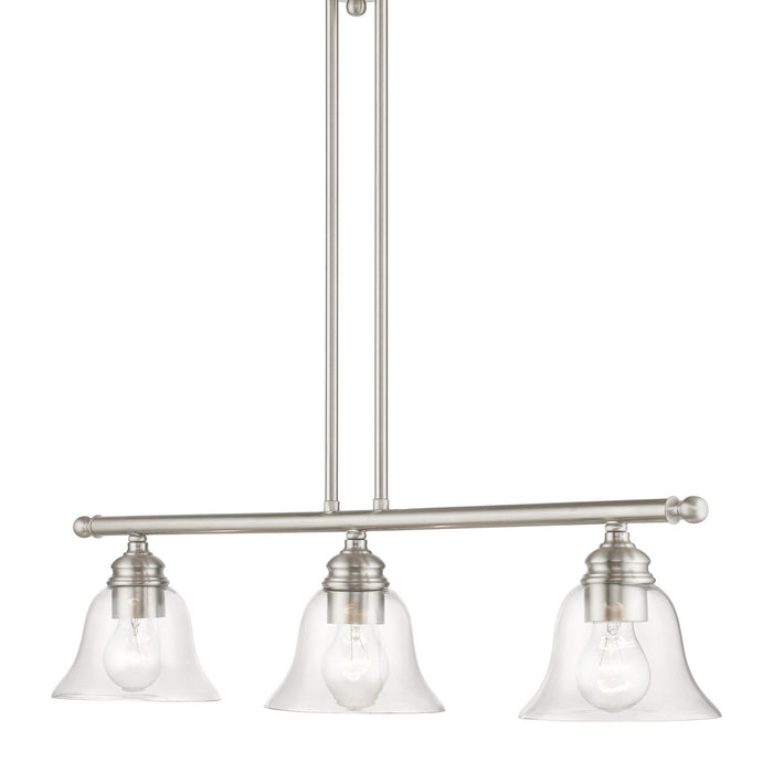 Livex Lighting 46487-91 Three Light Linear Chandelier, Brushed Nickel