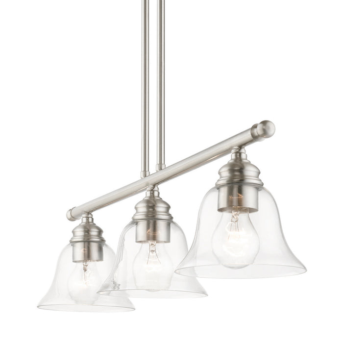 Livex Lighting 46487-91 Three Light Linear Chandelier, Brushed Nickel