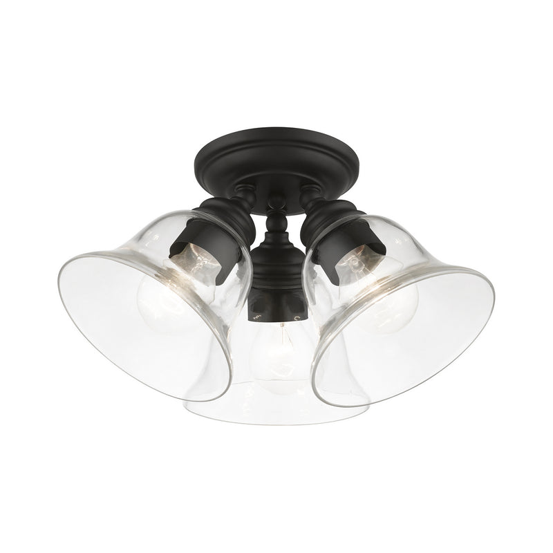 Livex Lighting 46489-04 Three Light Semi-Flush Mount, Black