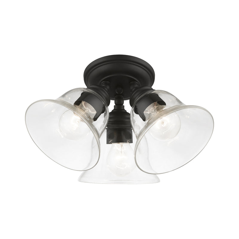 Livex Lighting 46489-04 Three Light Semi-Flush Mount, Black