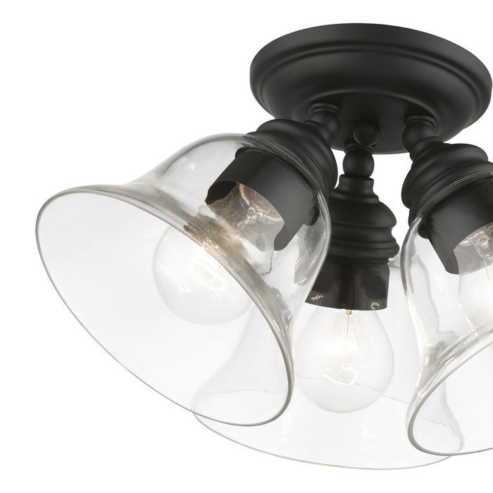 Livex Lighting 46489-04 Three Light Semi-Flush Mount, Black