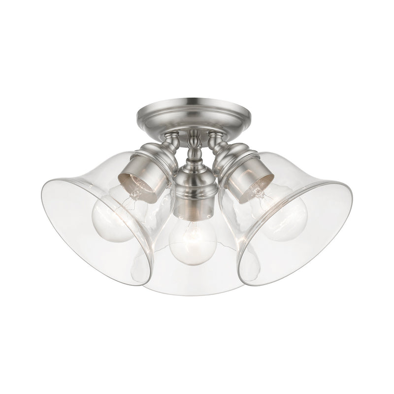 Livex Lighting 46489-91 Three Light Semi-Flush Mount, Brushed Nickel