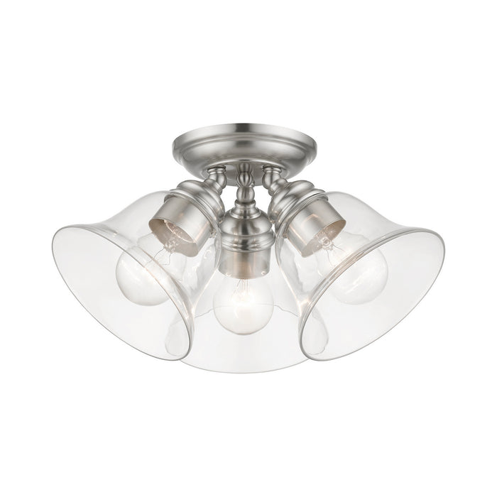 Livex Lighting 46489-91 Three Light Semi-Flush Mount, Brushed Nickel