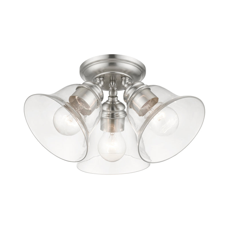 Livex Lighting 46489-91 Three Light Semi-Flush Mount, Brushed Nickel
