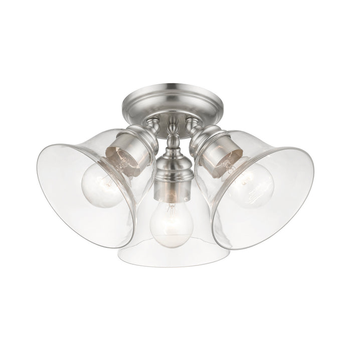 Livex Lighting 46489-91 Three Light Semi-Flush Mount, Brushed Nickel