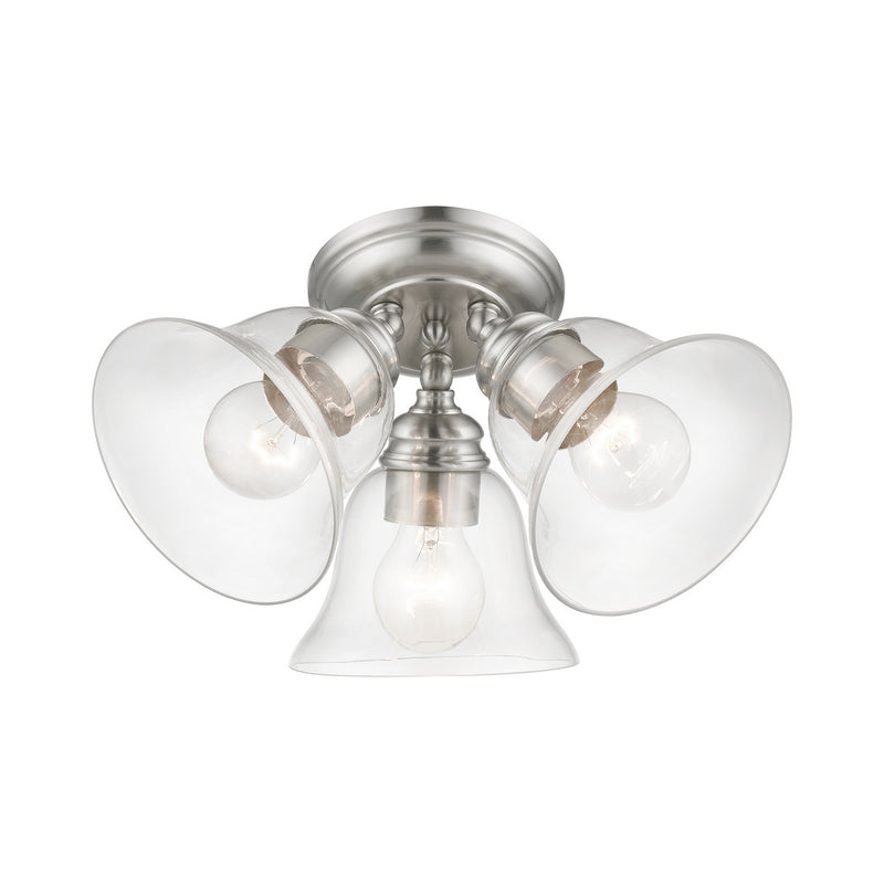 Livex Lighting 46489-91 Three Light Semi-Flush Mount, Brushed Nickel