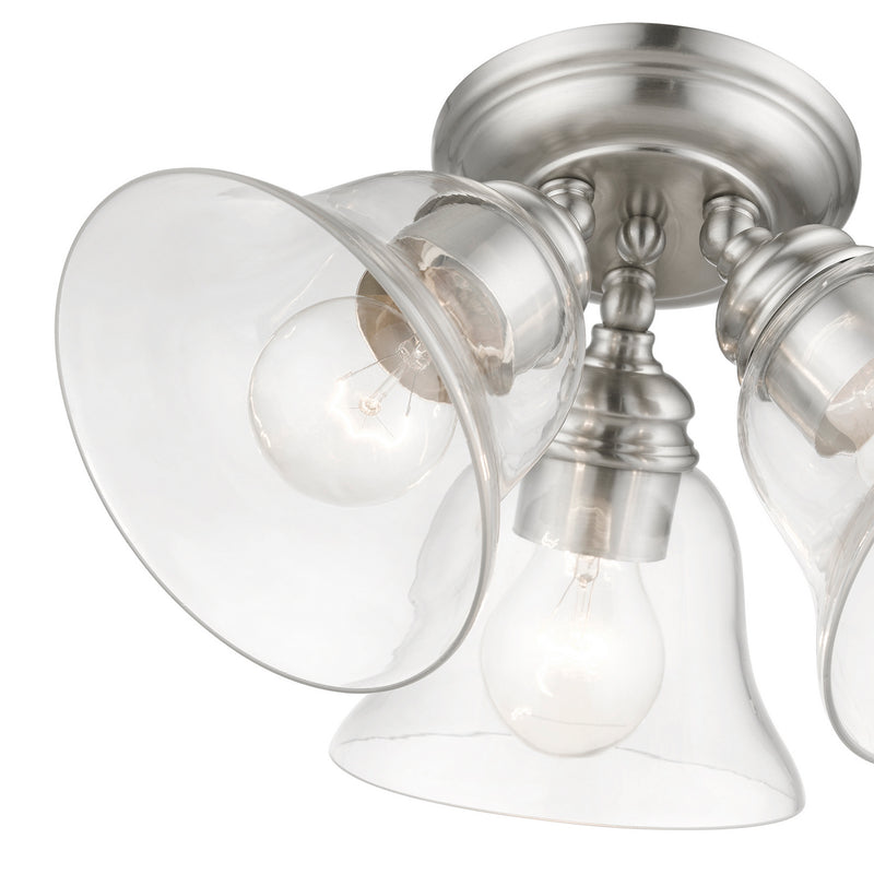 Livex Lighting 46489-91 Three Light Semi-Flush Mount, Brushed Nickel