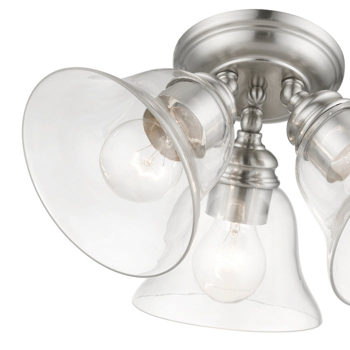 Livex Lighting 46489-91 Three Light Semi-Flush Mount, Brushed Nickel