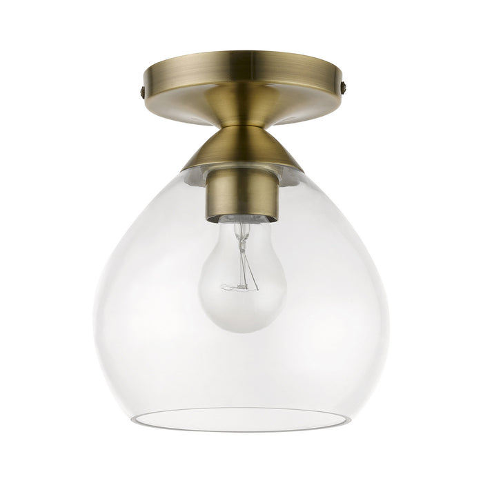 Livex Lighting 46500-01 One Light Semi-Flush Mount, Antique Brass