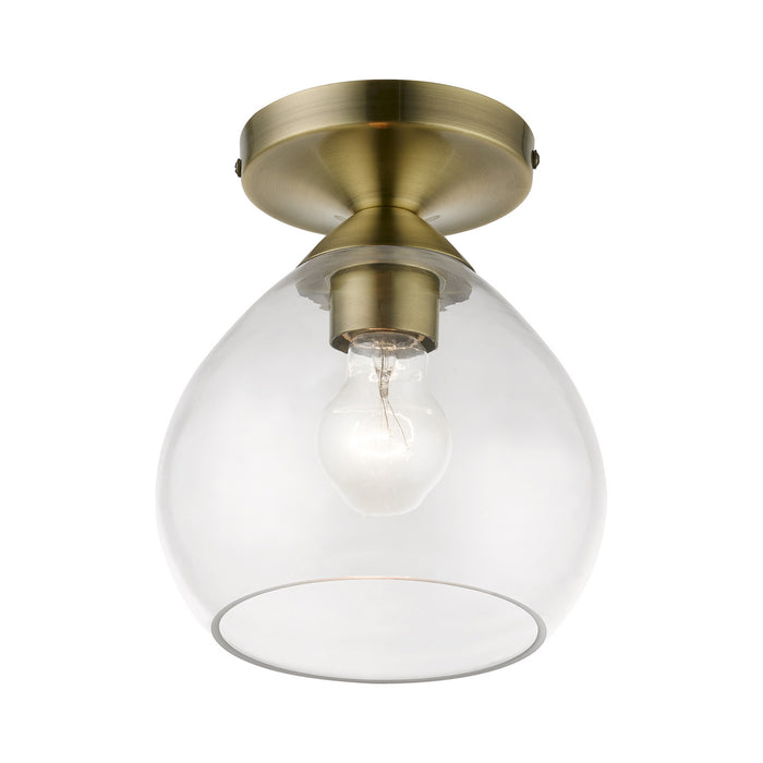 Livex Lighting 46500-01 One Light Semi-Flush Mount, Antique Brass