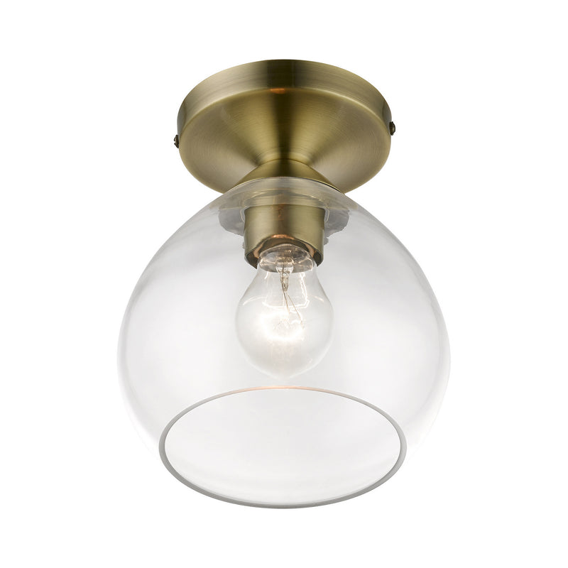 Livex Lighting 46500-01 One Light Semi-Flush Mount, Antique Brass