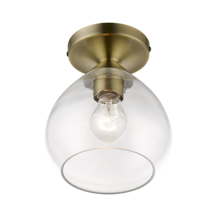 Livex Lighting 46500-01 One Light Semi-Flush Mount, Antique Brass