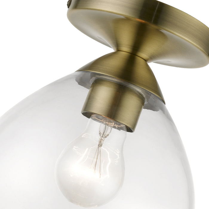 Livex Lighting 46500-01 One Light Semi-Flush Mount, Antique Brass