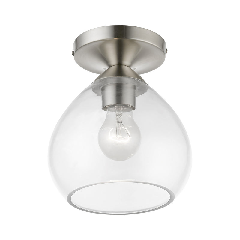 Livex Lighting 46500-91 One Light Semi-Flush Mount, Brushed Nickel