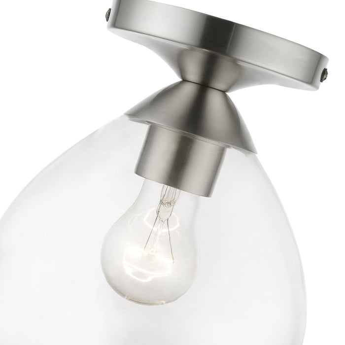Livex Lighting 46500-91 One Light Semi-Flush Mount, Brushed Nickel
