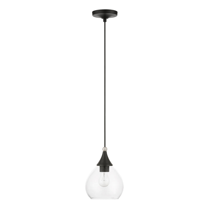 Livex Lighting 46501-04 One Light Mini Pendant, Black w/Brushed Nickel
