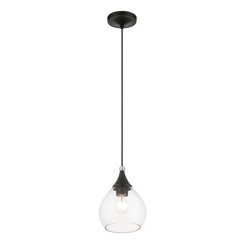 Livex Lighting 46501-04 One Light Mini Pendant, Black w/Brushed Nickel