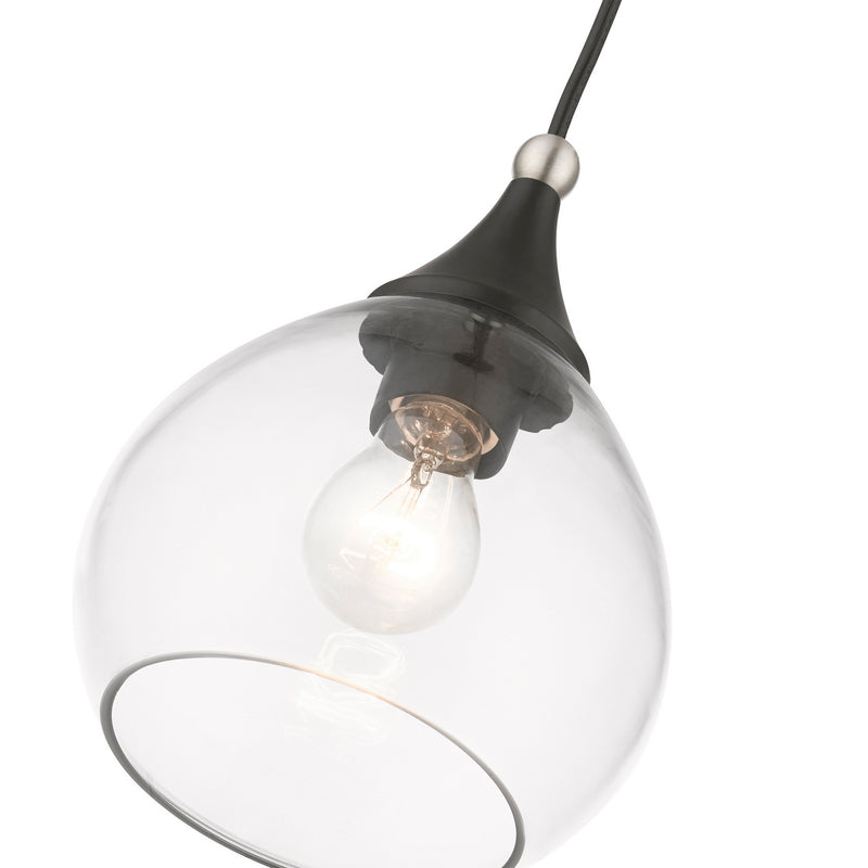 Livex Lighting 46501-04 One Light Mini Pendant, Black w/Brushed Nickel