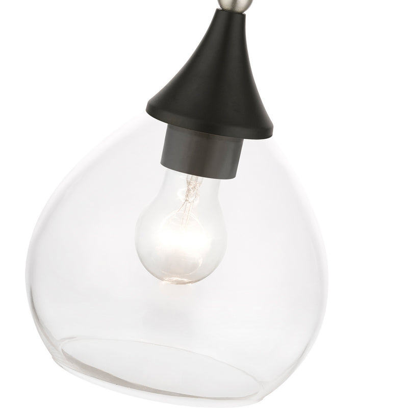 Livex Lighting 46501-04 One Light Mini Pendant, Black w/Brushed Nickel