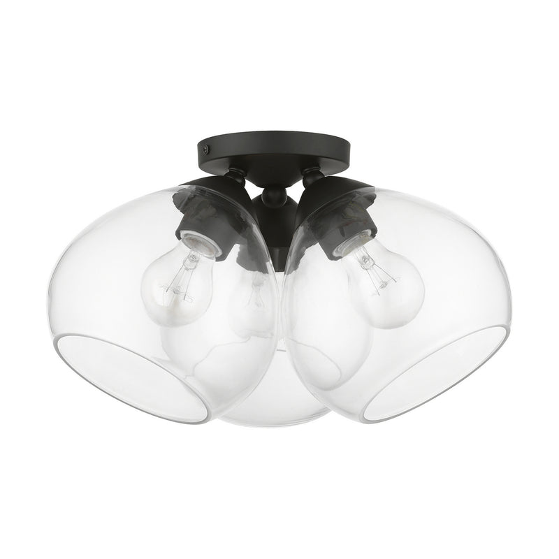Livex Lighting 46502-04 Three Light Semi-Flush Mount, Black