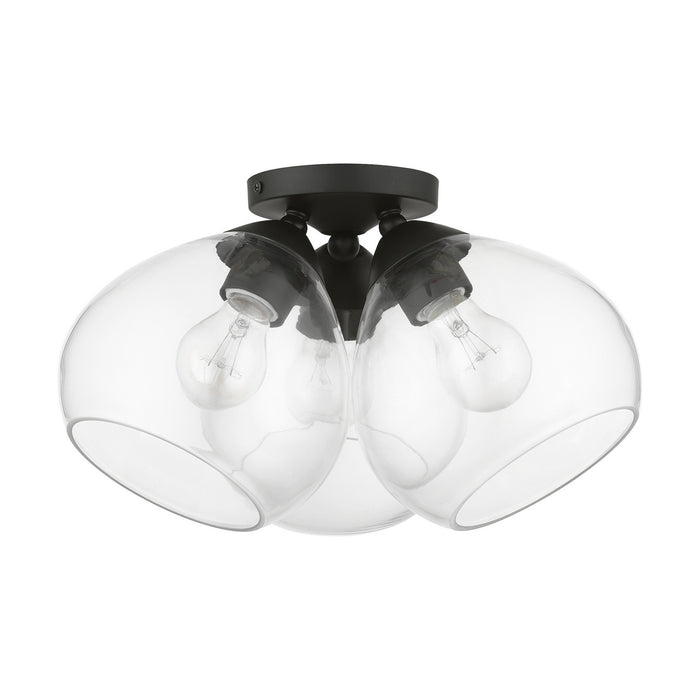 Livex Lighting 46502-04 Three Light Semi-Flush Mount, Black