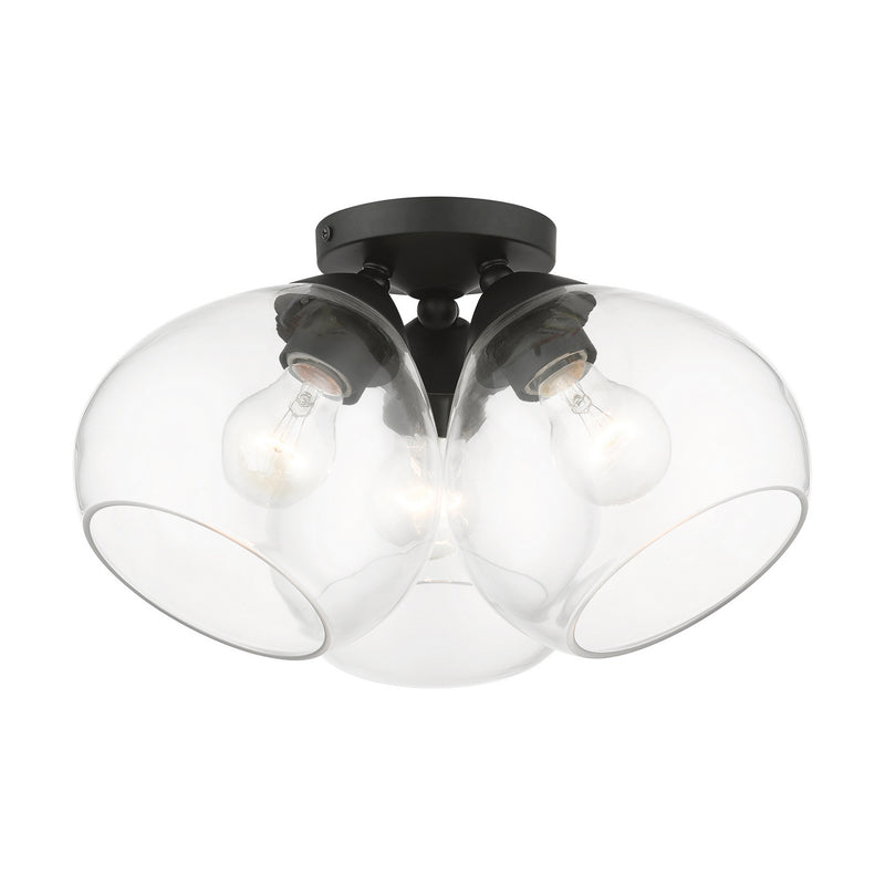 Livex Lighting 46502-04 Three Light Semi-Flush Mount, Black