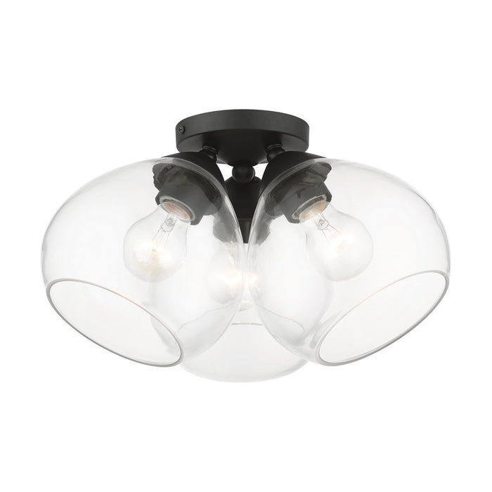 Livex Lighting 46502-04 Three Light Semi-Flush Mount, Black